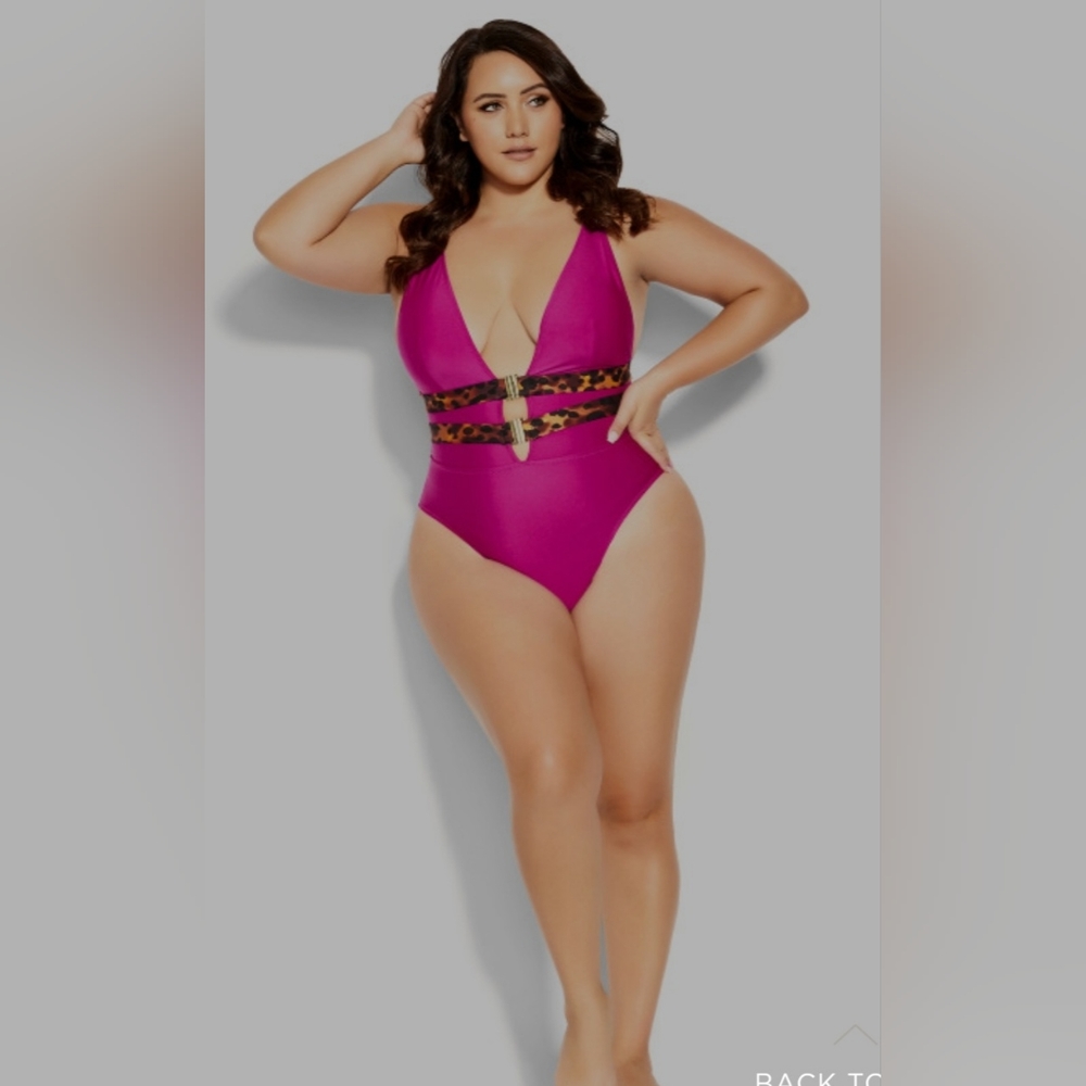 CITY CHIC Vibeka Print 1 Piece - magenta Size 22/XL